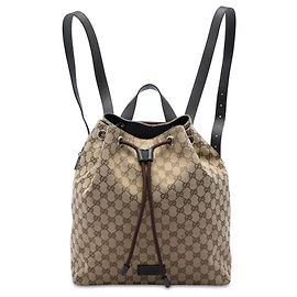 Gucci Rucksack mit Kordzug aus beigem GG Canvas