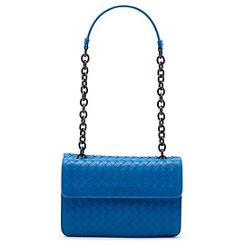 Borsa a tracolla Bottega Veneta Blue Nappa Intrecciato con patta reversibile