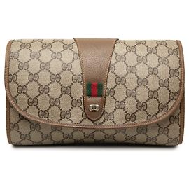 Gucci Beige GG Supreme Web Clutch