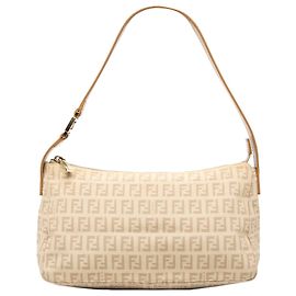 Pochette Fendi en toile Zucchino beige