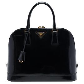 Bolso Promenade Prada de piel Spazzolato negra, tamaño Medium