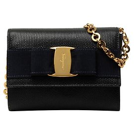 Borsa a tracolla mini con catena Salvatore Ferragamo Vara Ribbon