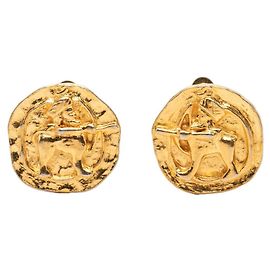 Chanel Coco Mark Archer Gold Plated Clip Earrings