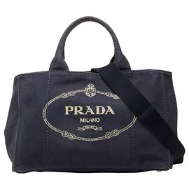 Bolsa média Prada em Canapa com placa de logo triângulo