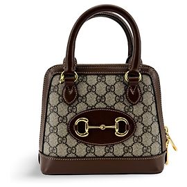 Gucci Horsebit 1955 Top Handle GG Coated Canvas with Leather Mini