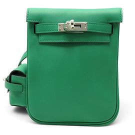 Hermès NUOVO ZAINO HERMES KELLY JUMP IN PELLE DI VITELLO SWIFT VERT PALLADIUM