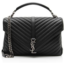 Autre Marque Saint Laurent Matelasse Calfskin Monogram College Large Shoulder Bag