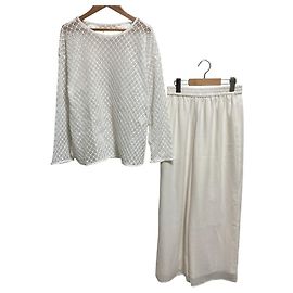 Autre Marque Conjunto 2 en 1 Camiseta de manga larga de encaje Simplicite y pantalones transparentes