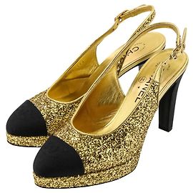 Décolleté Slingback Chanel Coco Mark Glitter