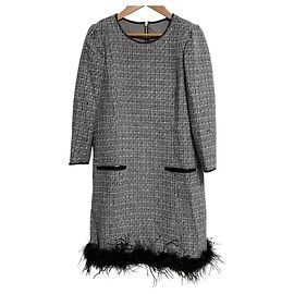 Autre Marque Abito in Tweed Mystrada con Piume sull'Orlo