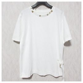Autre Marque Ginza Maggy T-Shirt mit kurzen Ärmeln und Lochstickerei