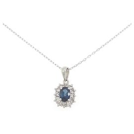 Autre Marque Platin-Saphir-Diamant-Halskette
