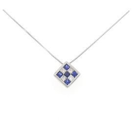 Autre Marque Platinum Sapphire Diamond Necklace