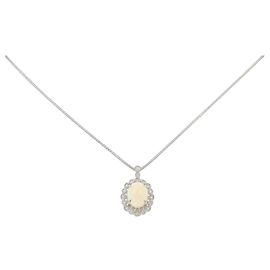 Autre Marque Pt900 Pt850 Opal Diamant Halskette