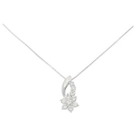 Autre Marque Pt900 Blumen-Diamant-Halskette