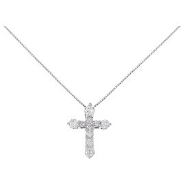 Autre Marque Collar de Cruz de Platino y Diamantes