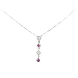Autre Marque Au750 White Gold PT850 Platinum Ruby Diamond Necklace