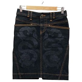 Autre Marque VIVIENNE TAM Denimrock mit Drachenprint