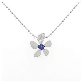 Autre Marque Pt900 Pt850 Saphir Diamant Halskette Blume