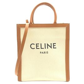 Céline Celine Small Vertical Celine Cabas Cotton Canvas Calf Bag