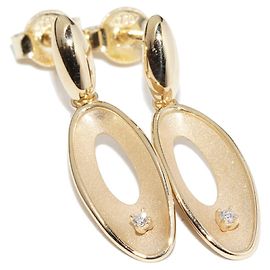 Autre Marque Pendientes ovalados de diamante Au750