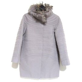 Autre Marque Abrigo con ribete de piel Alberta Ferretti