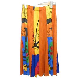 Issey Miyake PLEATS PLEASE Plisse-Rock mit Dessin-Print