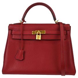 Hermès Hermes Kelly Red Togo mit Gold Hardware 32