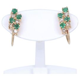 Autre Marque Brincos de Ouro Au750 Esmeralda e Diamante