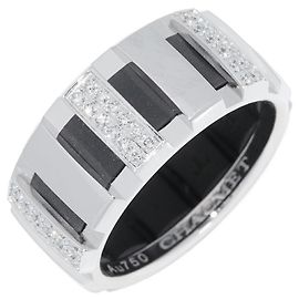 Bague Chaumet Class One en or blanc Au750, caoutchouc et diamants, taille 18.5