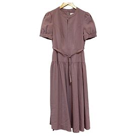 Autre Marque Herlipto ausgestelltes Kleid mit Gürtel und Pin-Stripe-Streifen