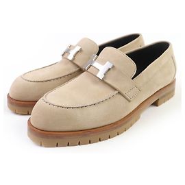 Mocasines de gamuza Hermès Faubourg H logo Metal