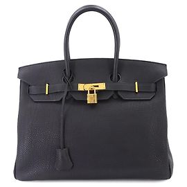 Hermès Borsa Hermes Birkin 35 Togo in Blue Indigo