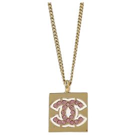 Pendente quadrato Chanel CC in metallo con cristalli