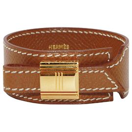 Hermès Hermes HERMES Armreif Artemis - Gold Brown Leder
