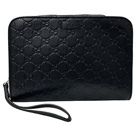 Pochette Gucci Shima pour homme en cuir noir