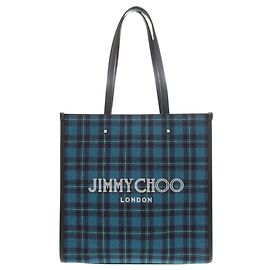 Jimmy Choo N S Tote M Men's Tartan Check Blue Bag