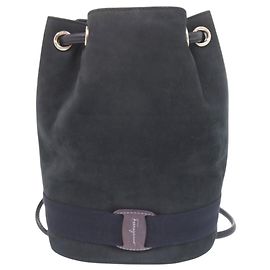 Borsa a tracolla Salvatore Ferragamo Vara in camoscio Navy