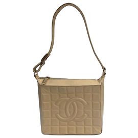 Borsa a tracolla Chanel Chocolate Bar Beige in pelle d'agnello