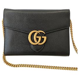 Portafoglio a catena GUCCI GG Marmont Long 401232 Nero Donna