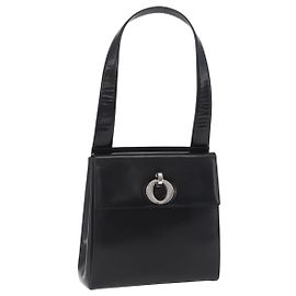 Bolsa de Ombro Christian Dior Verniz Preta Prata Auth gh2387