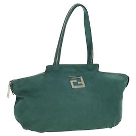 Saco Tote FENDI em couro Verde Ouro Auth 203838A