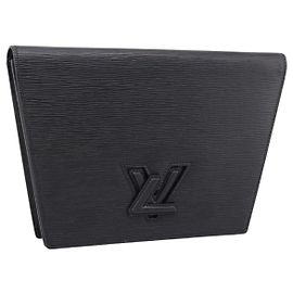 Borsa a Clutch LOUIS VUITTON Epi Trapeze Nero M80165 LV Auth mr2951