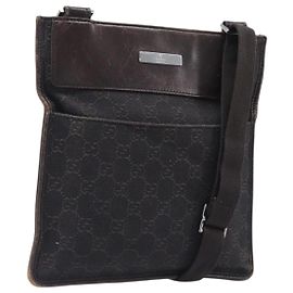 GUCCI GG Canvas Schultertasche Schwarz Silber 27639 Auth ep15846