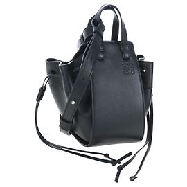 Sac à épaule LOEWE Hammock Mini en cuir 2 voies Noir Argent Auth 204615M