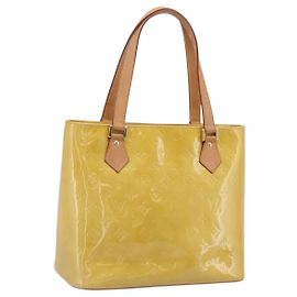 LOUIS VUITTON Monogram Vernis Houston Hand Bag Beige M91004 LV Auth gh2385