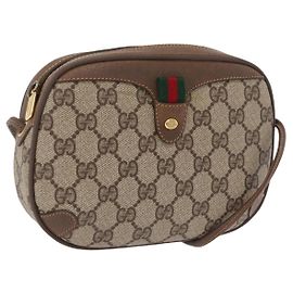Borsa GUCCI GG Supreme Web Sherry Line PVC Beige Oro 89 02 066 Auth ka6316