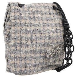 Bolso de hombro CHANEL Tweed Gray Silver CC Auth ar14307SAM