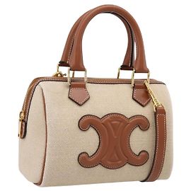 Céline Borsa a Mano CELINE Canvas 2way Beige Tono Oro Auth mr3055V
