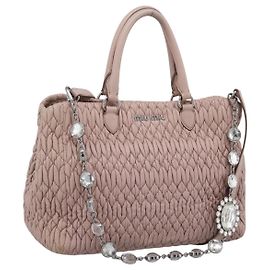 Borsa a tracolla Miu Miu Matelassé con catena in pelle 2way Rosa Argento Auth 206292A
